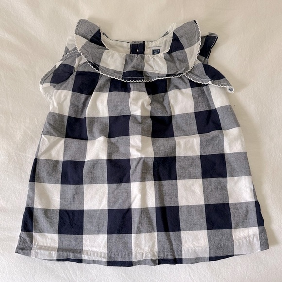 Janie & Jack Buffalo Plaid Dress Navy and White 6 to 12 months - Picture 1 of 7